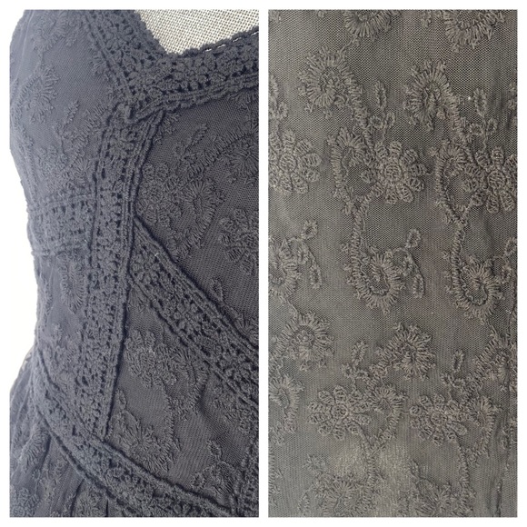 Altar’d State Mesh Floral Crochet Sexy Black Dress - Picture 5 of 8